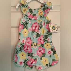Little Me Aqua Floral Romper